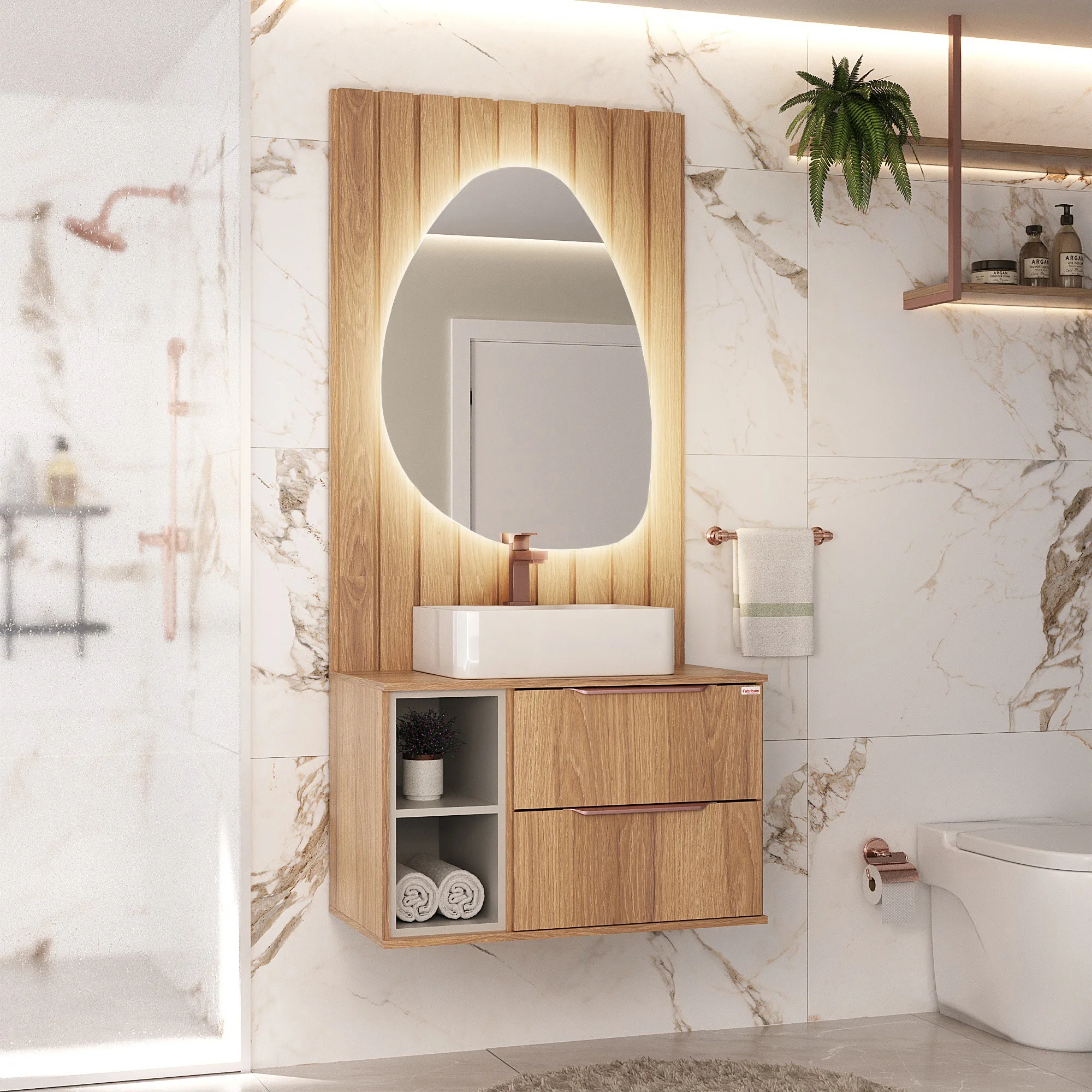 gabinete-livia-78-cm-suspenso-cor-roble-catedral-e-nude-com-painel-e-espelho-led-ambientada